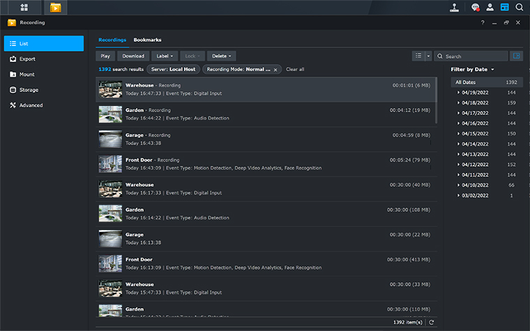 Find and manage recordings