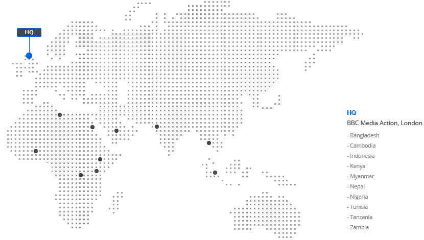 Map of BBC Media HQ and global offices
