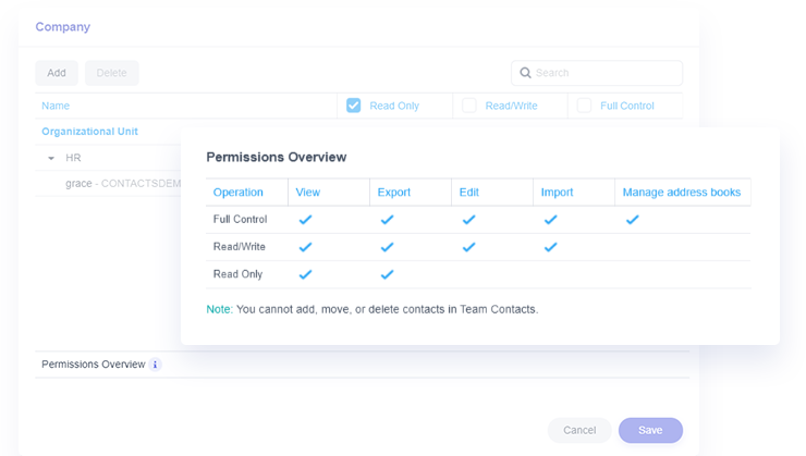 Share contacts securely